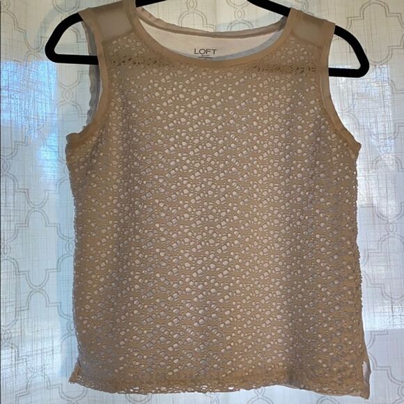 Loft white lace front sleeveless tee - Picture 3 of 7